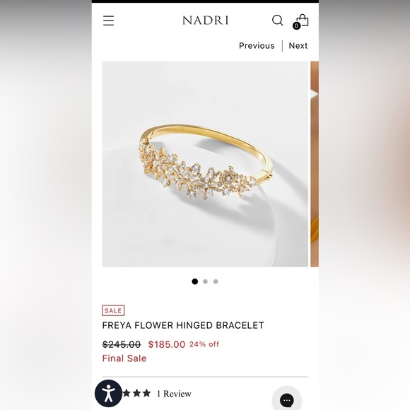 NADRI Hinge Bracelet - Gold with CZ detailing - Picture 8 of 8